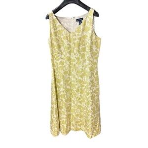 Ann Taylor size 8 light green flowers silk dress Sleeveless Summer Classic